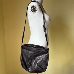 Vintage 90s Brown Genuine‎ Leather Shoulder Bag Boho Festival Crossbody Purse